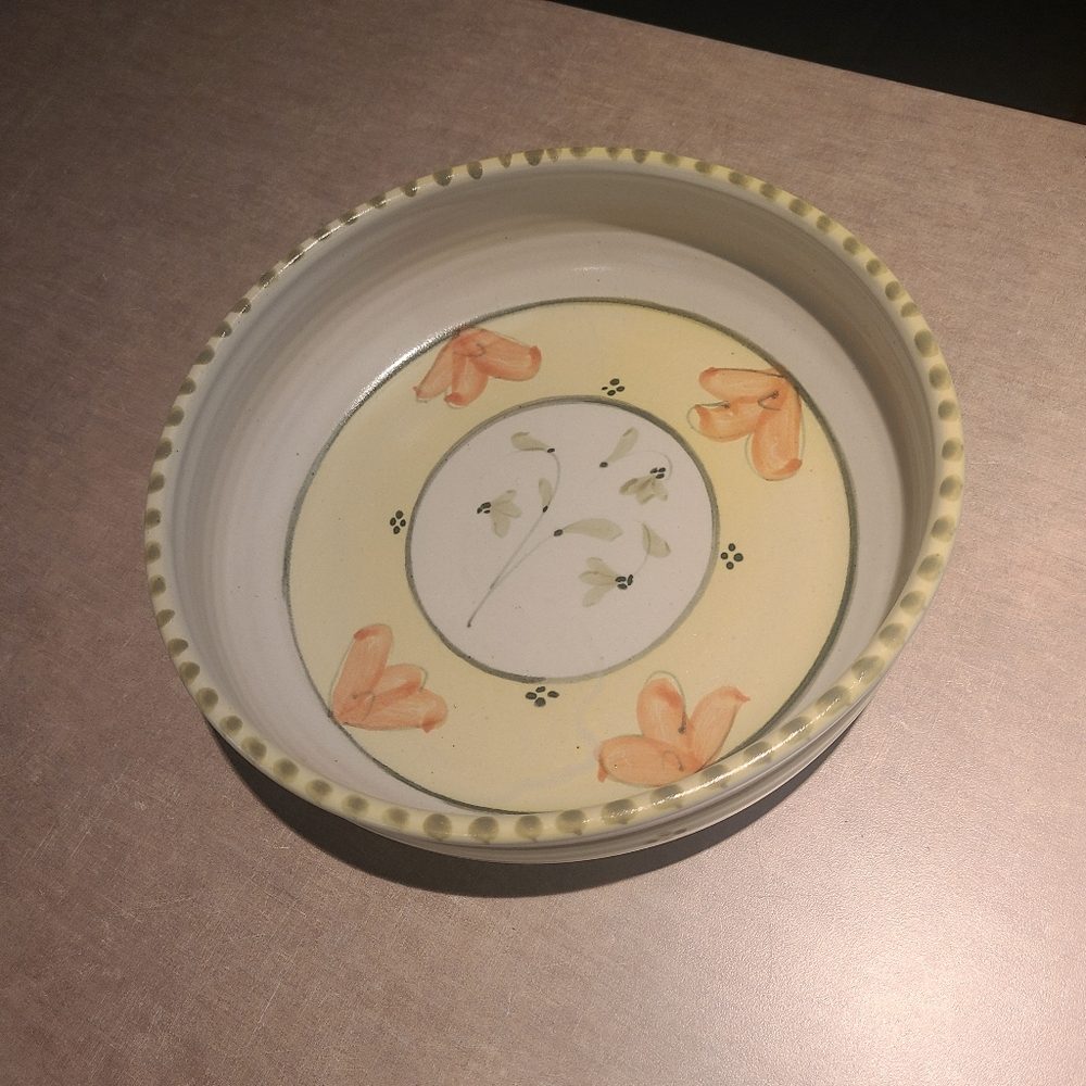 Pottery Bowl/dish Studio Pottery Signed Floral New